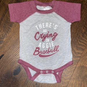 🍀4/$20 - “No crying in Aggie baseball” onesie (6 mo)